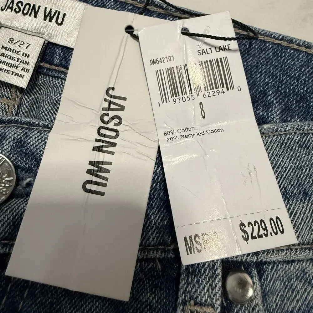 Jason Wu Barrel Ankle Jeans Size 8/27 Blue Salt Lake Wash Cotton NWT - Picture 9 of 12